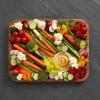 imageFARBERWARE BuildABoard Acacia Cutting Board with Builtin Storage Compartments Clear Locking Lid ampamp White Handles Great for Charcuterie ampamp SnacksWhite