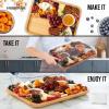 imageFARBERWARE BuildABoard Acacia Cutting Board with Builtin Storage Compartments Clear Locking Lid ampamp White Handles Great for Charcuterie ampamp SnacksNavy