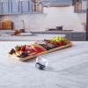 imageFARBERWARE BuildABoard Acacia Cutting Board with Builtin Storage Compartments Clear Locking Lid ampamp White Handles Great for Charcuterie ampamp SnacksBlackBamboo
