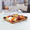imageFARBERWARE BuildABoard Acacia Cutting Board with Builtin Storage Compartments Clear Locking Lid ampamp White Handles Great for Charcuterie ampamp SnacksWhite