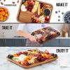 imageFARBERWARE BuildABoard Acacia Cutting Board with Builtin Storage Compartments Clear Locking Lid ampamp White Handles Great for Charcuterie ampamp SnacksWhite