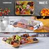imageFARBERWARE BuildABoard Acacia Cutting Board with Builtin Storage Compartments Clear Locking Lid ampamp White Handles Great for Charcuterie ampamp SnacksAcacia