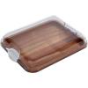 imageFARBERWARE BuildABoard Acacia Cutting Board with Builtin Storage Compartments Clear Locking Lid ampamp White Handles Great for Charcuterie ampamp SnacksWhite