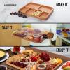 imageFARBERWARE BuildABoard Acacia Cutting Board with Builtin Storage Compartments Clear Locking Lid ampamp White Handles Great for Charcuterie ampamp SnacksBamboo