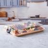 imageFARBERWARE BuildABoard Acacia Cutting Board with Builtin Storage Compartments Clear Locking Lid ampamp White Handles Great for Charcuterie ampamp SnacksAcacia