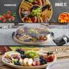 imageFARBERWARE BuildaBoard Cutting Board with Lazy Susan Turntable Five Compartments and Clear Locking Lid for Charcuterie Snacks and More AcaciaBlack