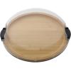 imageFARBERWARE BuildaBoard Cutting Board with Lazy Susan Turntable Five Compartments and Clear Locking Lid for Charcuterie Snacks and More AcaciaBlackBamboo