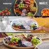imageFARBERWARE BuildaBoard Cutting Board with Lazy Susan Turntable Five Compartments and Clear Locking Lid for Charcuterie Snacks and More AcaciaBlackBamboo