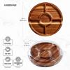 imageFARBERWARE BuildaBoard Cutting Board with Lazy Susan Turntable Five Compartments and Clear Locking Lid for Charcuterie Snacks and More AcaciaWhite