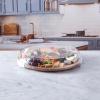 imageFARBERWARE BuildaBoard Cutting Board with Lazy Susan Turntable Five Compartments and Clear Locking Lid for Charcuterie Snacks and More AcaciaWhite