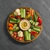 imageFARBERWARE BuildaBoard Cutting Board with Lazy Susan Turntable Five Compartments and Clear Locking Lid for Charcuterie Snacks and More AcaciaWhite