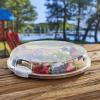 imageFARBERWARE BuildaBoard Cutting Board with Lazy Susan Turntable Five Compartments and Clear Locking Lid for Charcuterie Snacks and More AcaciaWhiteAcacia