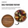 imageFARBERWARE BuildaBoard Cutting Board with Lazy Susan Turntable Five Compartments and Clear Locking Lid for Charcuterie Snacks and More AcaciaWhiteAcacia