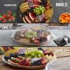 imageFARBERWARE BuildaBoard Cutting Board with Lazy Susan Turntable Five Compartments and Clear Locking Lid for Charcuterie Snacks and More AcaciaWhiteAcacia