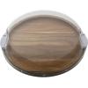 imageFARBERWARE BuildaBoard Cutting Board with Lazy Susan Turntable Five Compartments and Clear Locking Lid for Charcuterie Snacks and More AcaciaWhiteAcacia