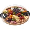 imageFARBERWARE BuildaBoard Cutting Board with Lazy Susan Turntable Five Compartments and Clear Locking Lid for Charcuterie Snacks and More AcaciaBlackBamboo