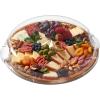 imageFARBERWARE BuildaBoard Cutting Board with Lazy Susan Turntable Five Compartments and Clear Locking Lid for Charcuterie Snacks and More AcaciaWhiteAcacia