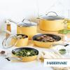 imageFarberware Style Nonstick Cookware Pots and Pans Set with Cooking Utensils Dishwasher Safe 10 Piece  BlueYellow