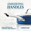 imageFarberware Style Nonstick Cookware Straining Saucepan with Lid Dishwasher Safe 3 Quart  YellowBlue