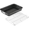 imageFarberware Bakeware Nonstick Steel Roaster with Flat Rack 11Inch x 15Inch Gray11 x 15