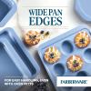 imageFarberware Easy Solutions Nonstick Bakeware Cookie PanBaking Sheet with Drop Zones and Portion Marks 11 Inch x 17 Inch  BlueBlue