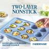 imageFarberware Easy Solutions Nonstick Bakeware MuffinCupcake Baking Pan 12cup with fill lines  BlueBlue