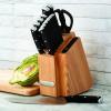 imageFarberware Edgekeeper Triple Riveted Slim Acacia Knife Block Set with Built in Sharpener 14Piece WhiteBlack