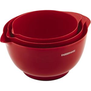 imageFarberware  5216128 Farberware Professional Plastic Mixing Bowls Set of 3 OrangeRedLightGreenRed