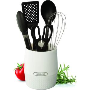 imageFarberware Classic Crock with Knife Holder and Tools 13Inch WhiteFilled