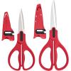 imageFarberware All Purpose and Utility scissors with Edgekeeper Sharpening Sheaths Strong and Durable Multi Use Scissors 2Piece BlackRedRedBlack