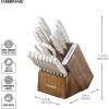 imageFarberware Edgekeeper 16Piece Stainless Steel Block Set with Builtin Knife Sharpener HighCarbon Stainless Steel Kitchen Knife Set with Ergonomic Handles Acacia