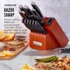imageFarberware Edgekeeper Professional 15piece Forged Triple Riveted Knife Block Set with Builtin Edgekeeper BlackBlack