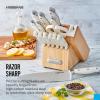 imageFarberware Edgekeeper Professional 15piece Forged Triple Riveted Knife Block Set with Builtin Edgekeeper BlackWhite