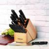 imageFarberware Edgekeeper Stainless Steel Knife Block Set with Built in Knife Sharpener 16Piece NaturalBlack