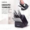 imageFarberware Edgekeeper Stainless Steel Knife Block Set with Built in Knife Sharpener 16Piece NaturalBlack