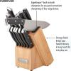 imageFarberware Edgekeeper Triple Riveted Knife Block Set with Built in Sharpener 14Piece BlackBlack
