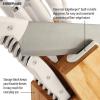 imageFarberware Edgekeeper Triple Riveted Knife Block Set with Built in Sharpener 14Piece BlackWhite