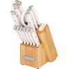 imageFarberware Edgekeeper Triple Riveted Knife Block Set with Built in Sharpener 14Piece BlackWhite