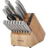 imageFarberware Edgekeeper Stainless Steel Knife Block Set with Built in Knife Sharpener 16Piece NaturalNatural