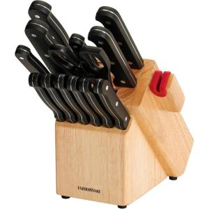 imageFarberware 14Piece TripleRivet Knife Block Set with BuiltIn EdgeKeeper Knife Sharpener14Piece Set