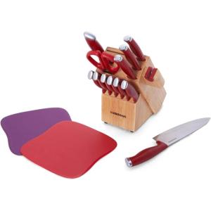 imageFarberware 14Piece TripleRivet Knife Block Set with BuiltIn EdgeKeeper Knife Sharpener15Piece Set