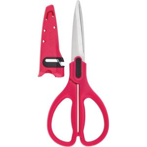 imageFarberware All Purpose and Utility scissors with Edgekeeper Sharpening Sheaths Strong and Durable Multi Use Scissors 2Piece BlackRedRedBlack