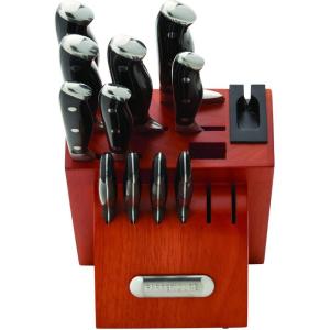 imageFarberware Edgekeeper Professional 15piece Forged Triple Riveted Knife Block Set with Builtin Edgekeeper BlackBlack