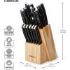 imageFARBERWARE 15Piece Knife Block Set TripleRiveted HighCarbon Stainless Steel Kitchen Knives Razor Sharp Blades Wood Storage Block WhitegoldBlack Pine