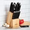 imageFARBERWARE 15Piece Knife Block Set TripleRiveted HighCarbon Stainless Steel Kitchen Knives Razor Sharp Blades Wood Storage Block WhitegoldBlack Pine