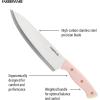 imageFARBERWARE 15Piece Knife Block Set TripleRiveted HighCarbon Stainless Steel Kitchen Knives Razor Sharp Blades Wood Storage Block WhitegoldBlush and Gold