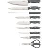 imageFARBERWARE 15Piece Knife Block Set TripleRiveted HighCarbon Stainless Steel Kitchen Knives Razor Sharp Blades Wood Storage Block WhitegoldGray