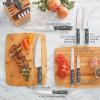 imageFARBERWARE 15Piece Knife Block Set TripleRiveted HighCarbon Stainless Steel Kitchen Knives Razor Sharp Blades Wood Storage Block WhitegoldGray