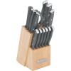 imageFARBERWARE 15Piece Knife Block Set TripleRiveted HighCarbon Stainless Steel Kitchen Knives Razor Sharp Blades Wood Storage Block WhitegoldGray
