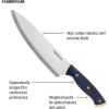 imageFARBERWARE 15Piece Knife Block Set TripleRiveted HighCarbon Stainless Steel Kitchen Knives Razor Sharp Blades Wood Storage Block WhitegoldNavy and Gold